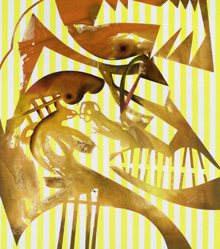 Charline von Heyl, Orpheus 2008, Acrylic on Linen, 2083 x 188 x 33mm