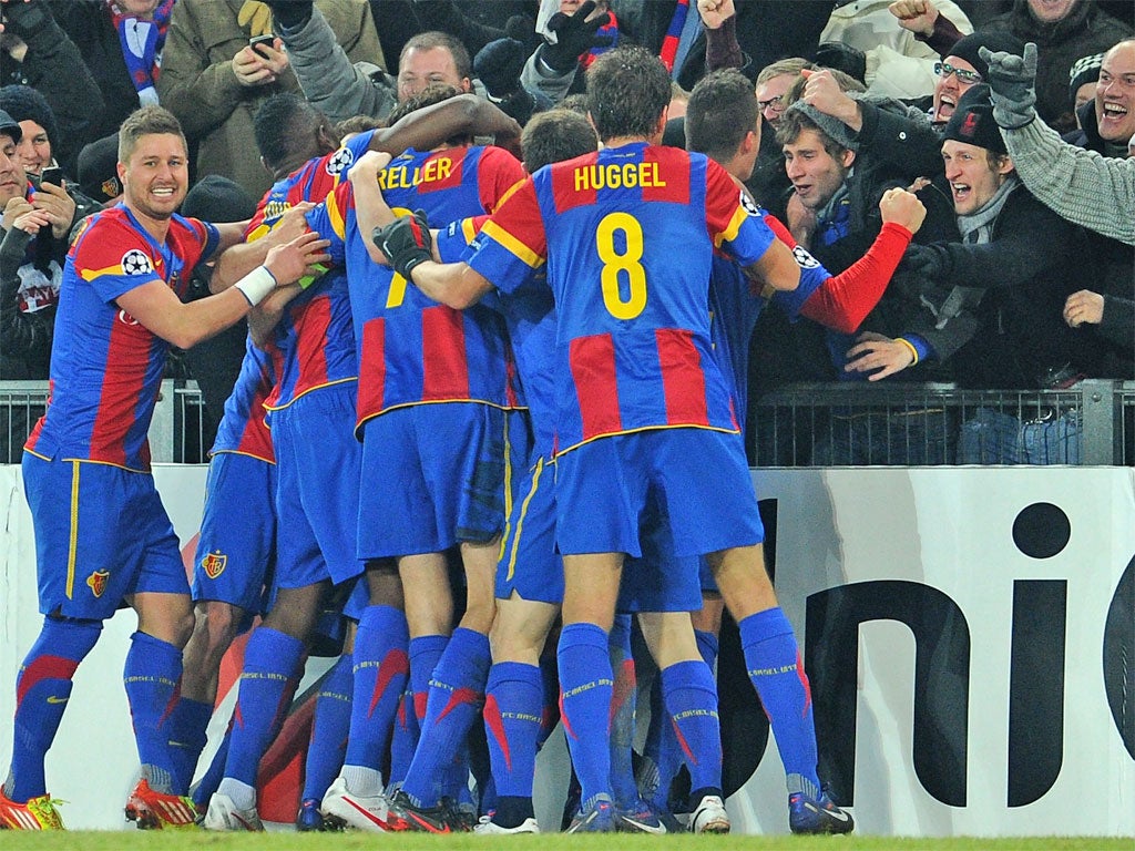 The Basel players celebrate a historic victory