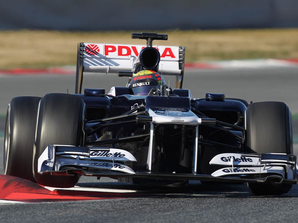 Pastor Maldonado in action today