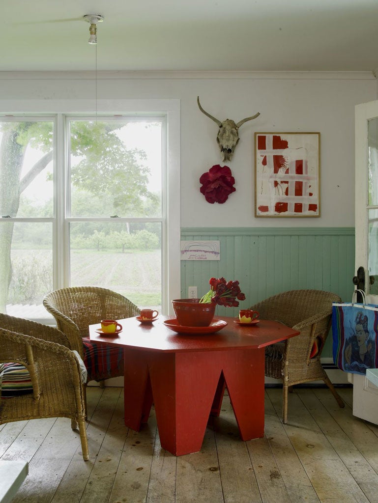 The shape of things to come: Heilmann's geometric tables feature throughout her home