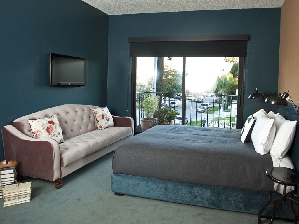 No frills: A queen-size room in the Palihotel, which has been given a makeover since its days as a hostel