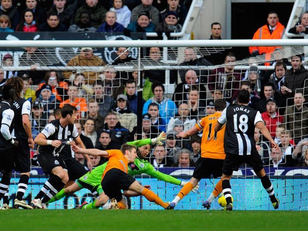 Kevin Doyle swivels inside the box to level for Wolves as the the Premier League strugglers caused a stir at the newly-branded Sports Direct Arena