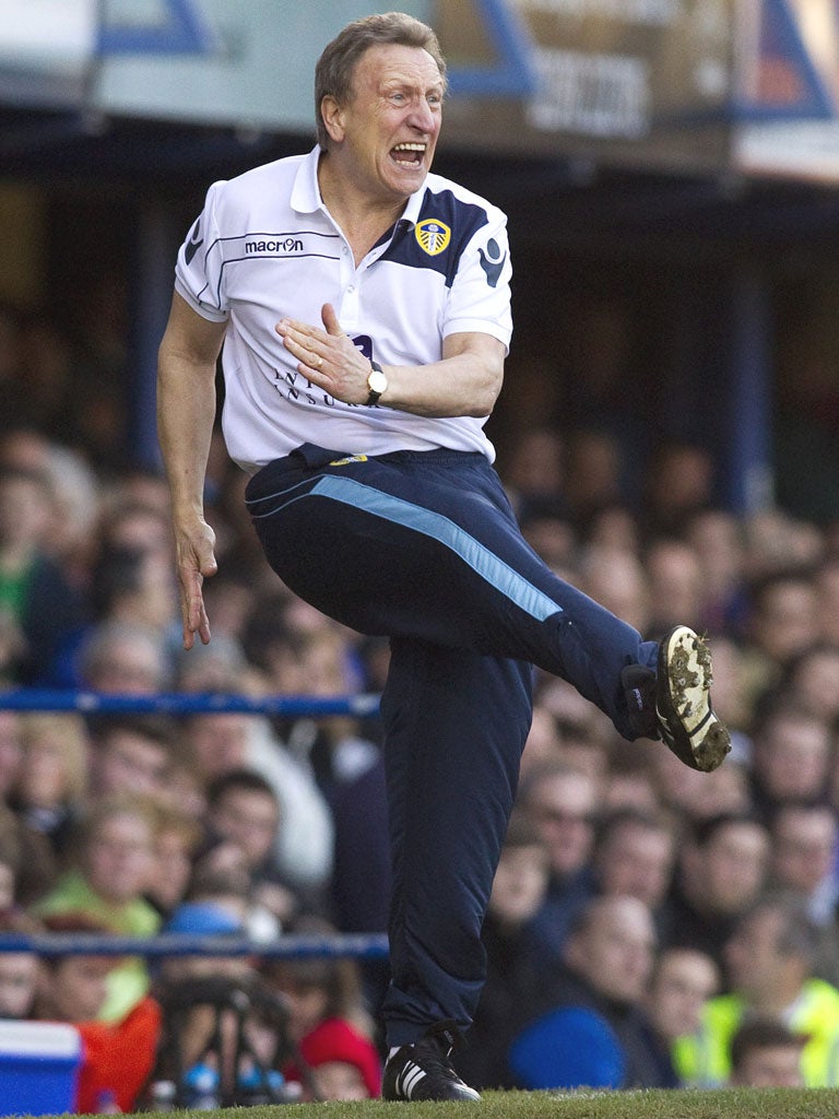 Neil Warnock kicks every ball during the draw with Portsmouth