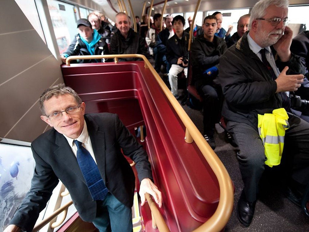 2012: he goes on the buses with a trip on the new 38 Routemaster in London, travelling between Hackney and Victoria