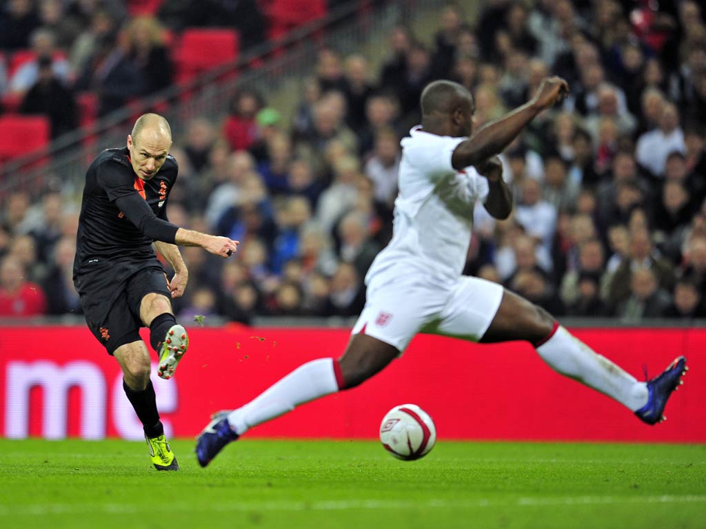 Micah Richards: Took advantage of familiarity with club colleagues Hart, Barry and Johnson and pushed forward when not forced back by Robben. Moved to centre-half later. 6