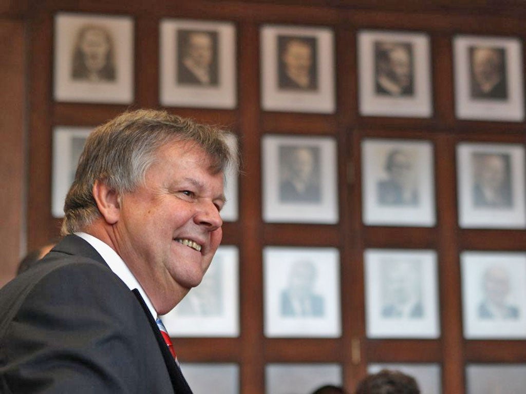 Ian Ritchie talks to the media at Twickenham yesterday