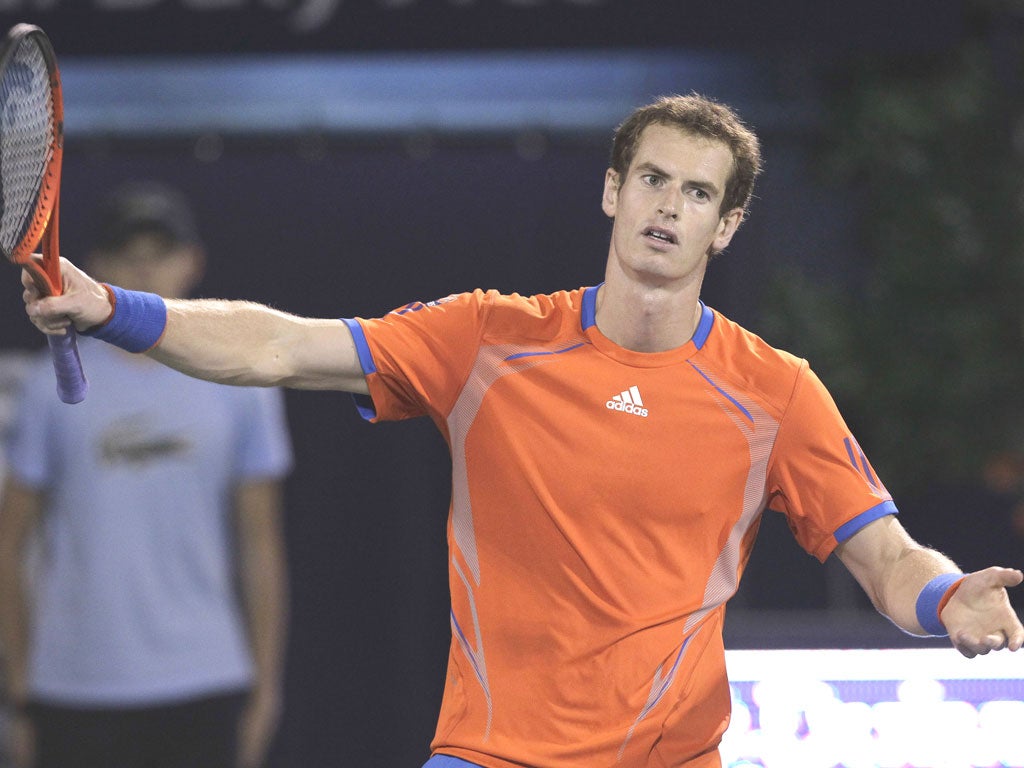 Andy Murray during his defeat to Roger Federer on Saturday. Despite losing, the Scot said: ‘It turned out to be a very good week’