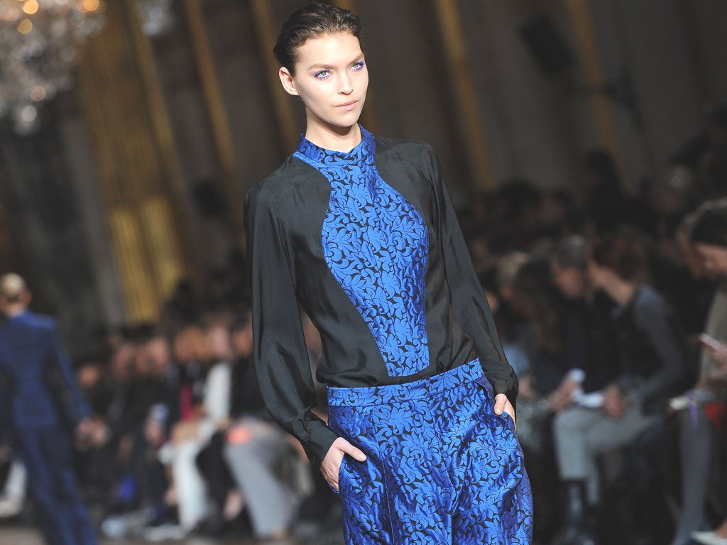 A model shows off part of the Stella McCartney ready-to-wear autumn/winter 2012 collection for Paris Fashion Week