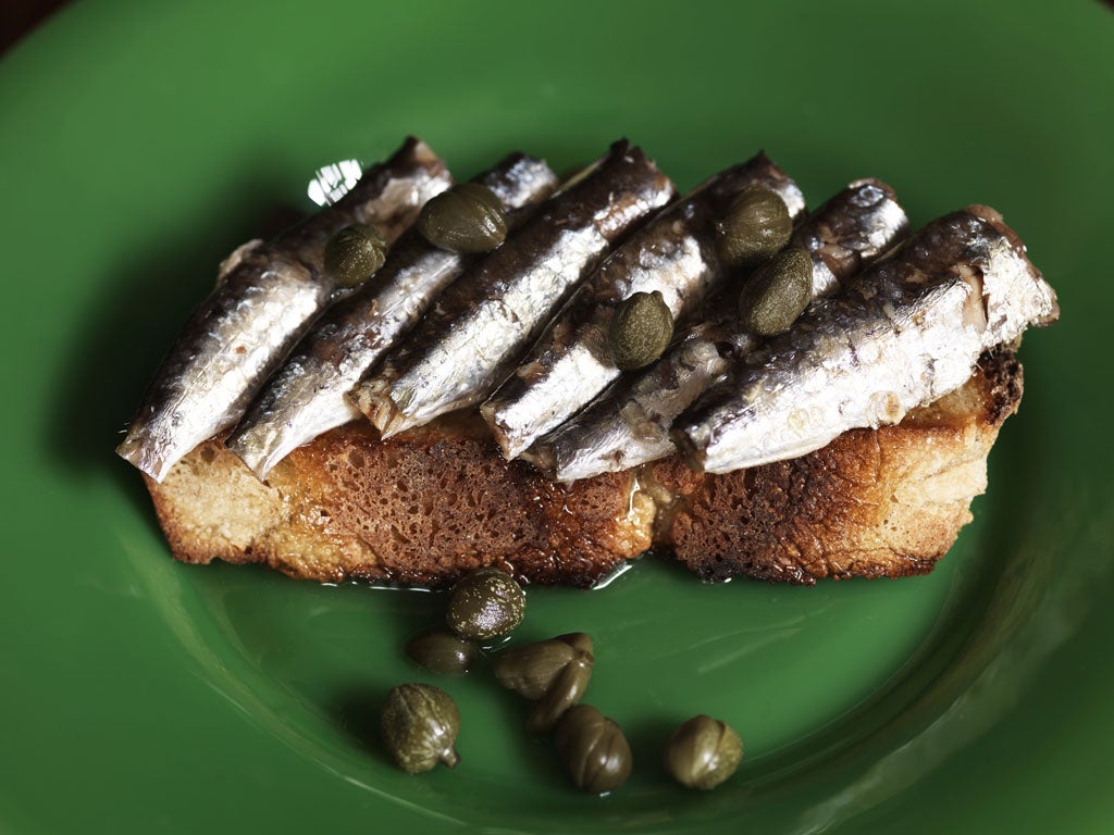 Sardines on toast with capers