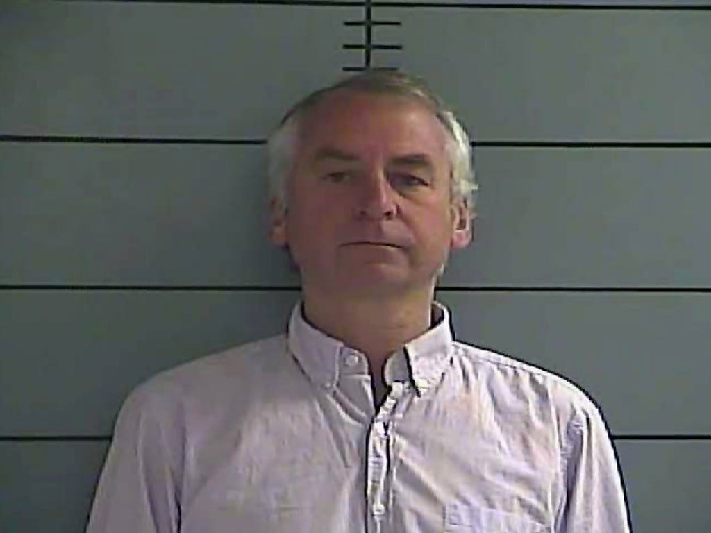 Paul Douglas Peters pleaded guilty today to chaining a fake bomb to a young woman's neck