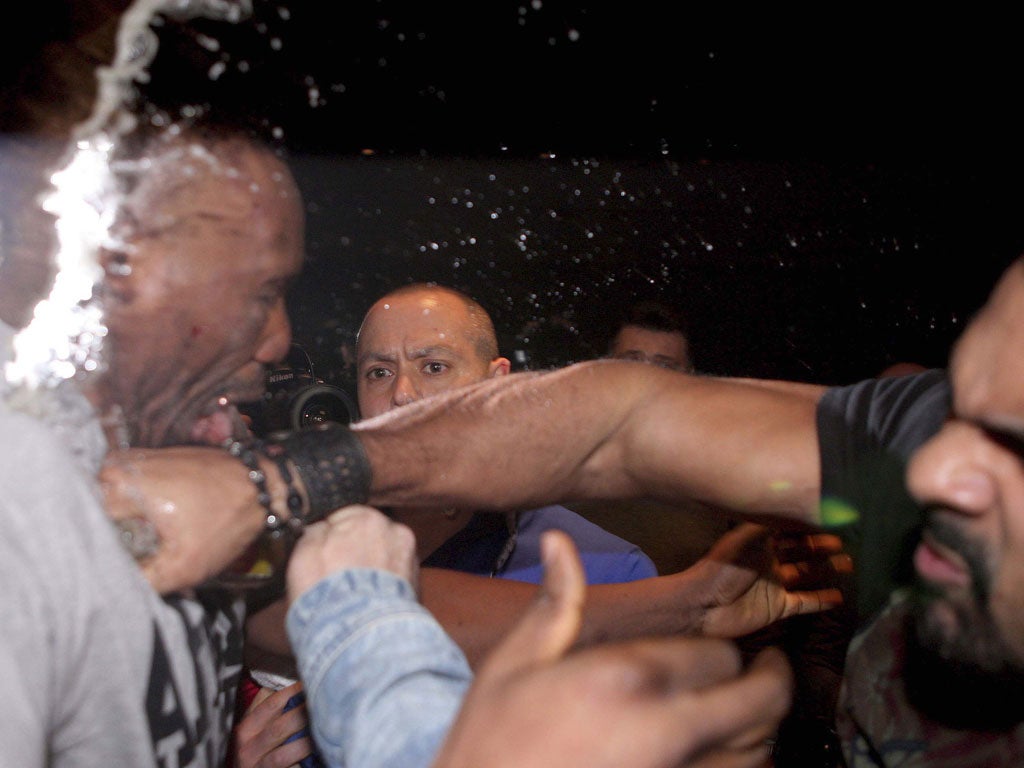 Chisora is struck by his fellow Briton David Haye