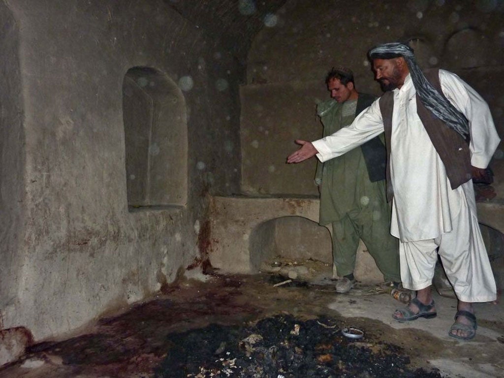 Bloodstains in one of the houses allegedly attacked by the US soldier