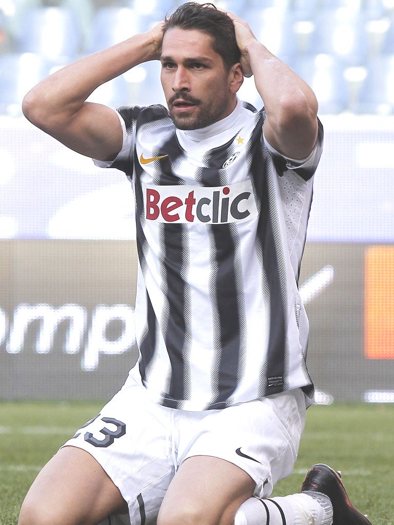 Juve’s Marco Borriello rues another missed opportunity against Genoa