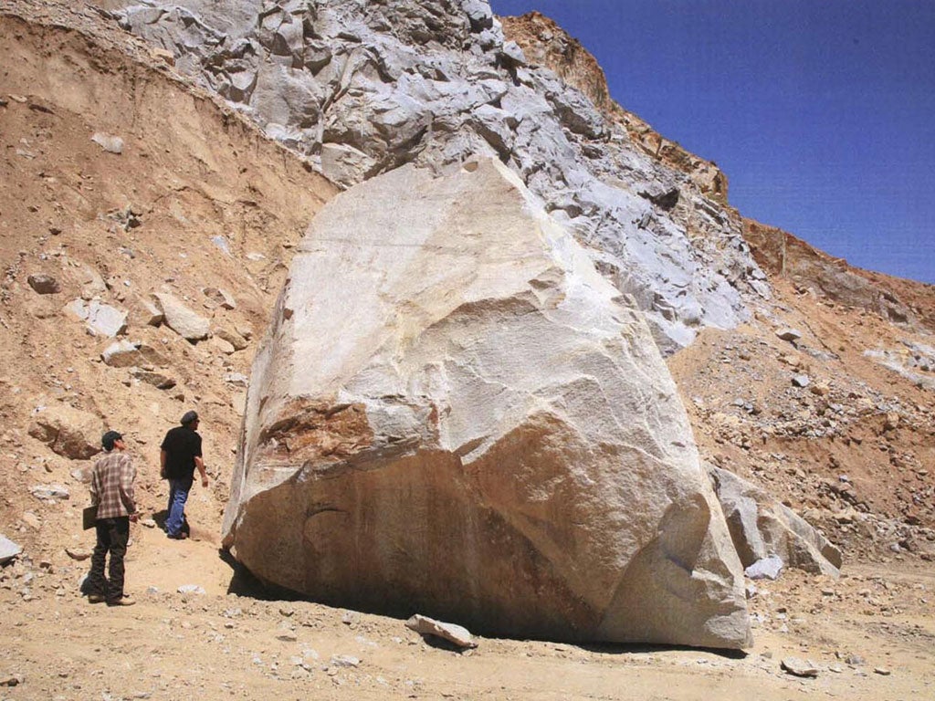 The rock, part of Michael Heizer’s work Levitated Mass, at a quarry in Riverside