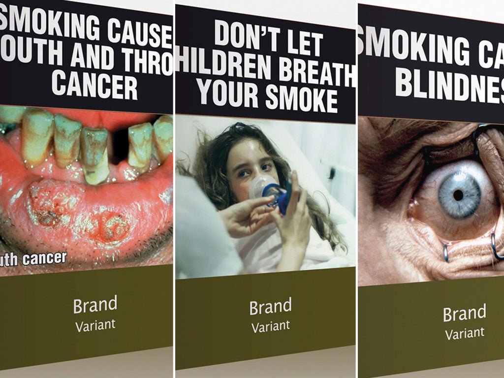 Three of the proposed models of cigarettes packs in Australia