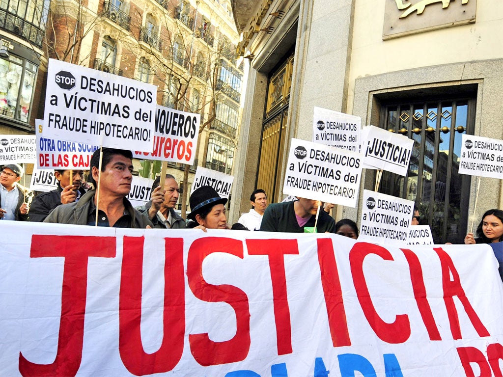 A protest against banks and house repossessions in Madrid