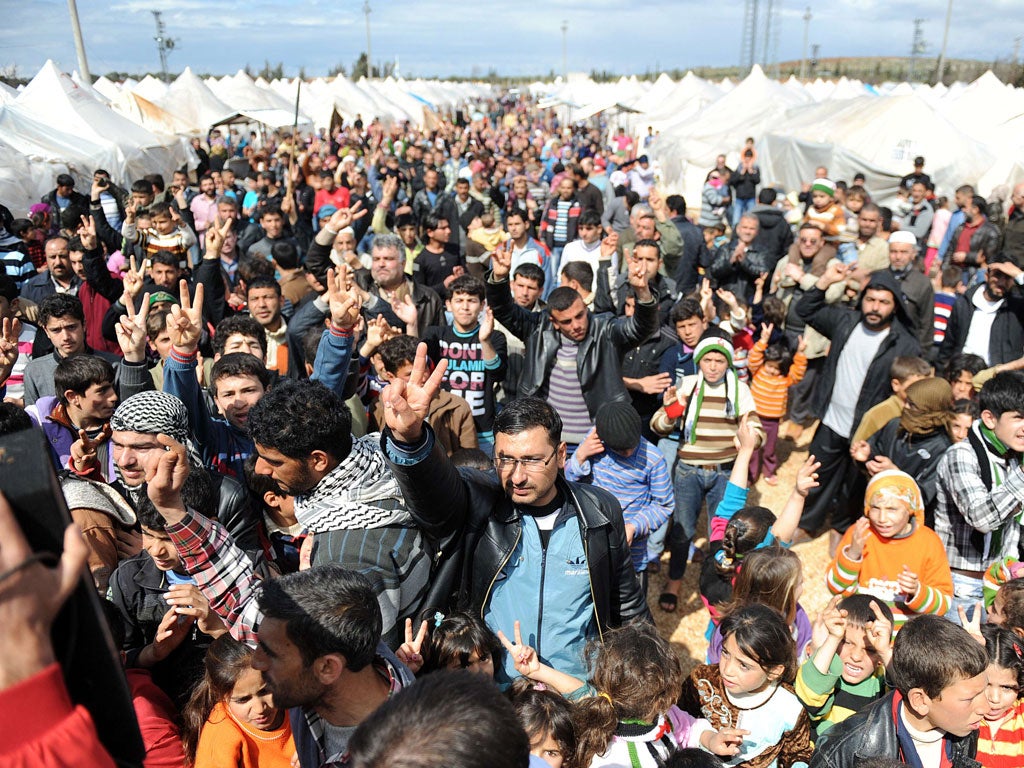 Refugees protest against the Assad regime