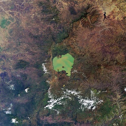 The somewhat heart-shaped Lake Tana, Horn of Africa.