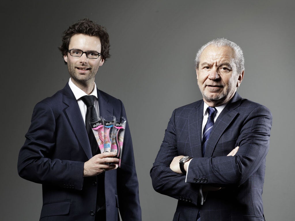 Lord Sugar with last year's Apprentice winner Tom Pellereau