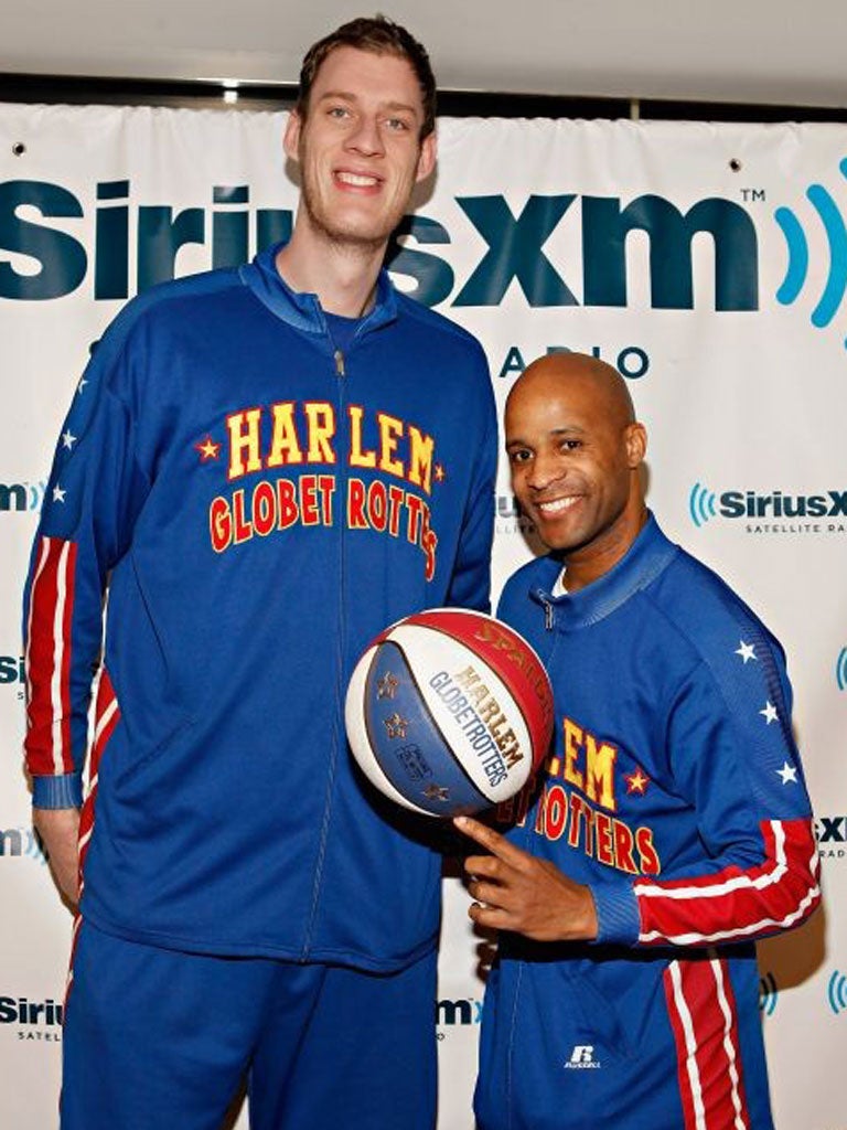 Tall Story: Paul 'Tiny' Sturgess with teammate Flight Time Lang in New York