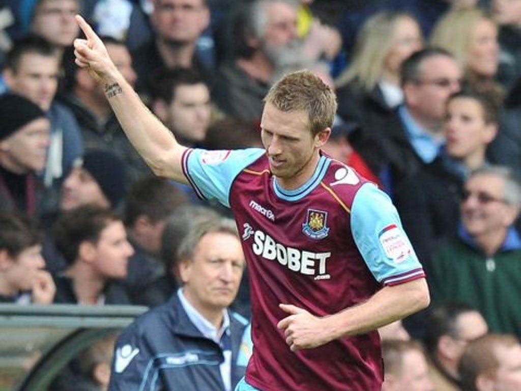 Danny Collins celebrates the equalising goal