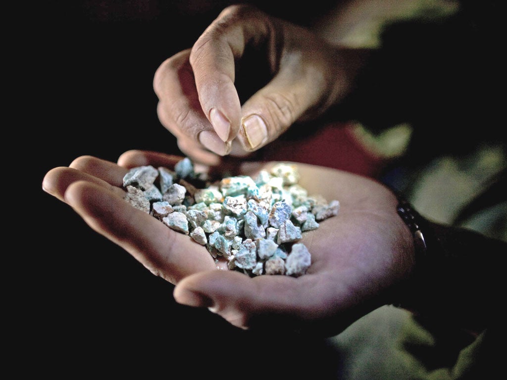 A handful of emeralds from Afghanistan