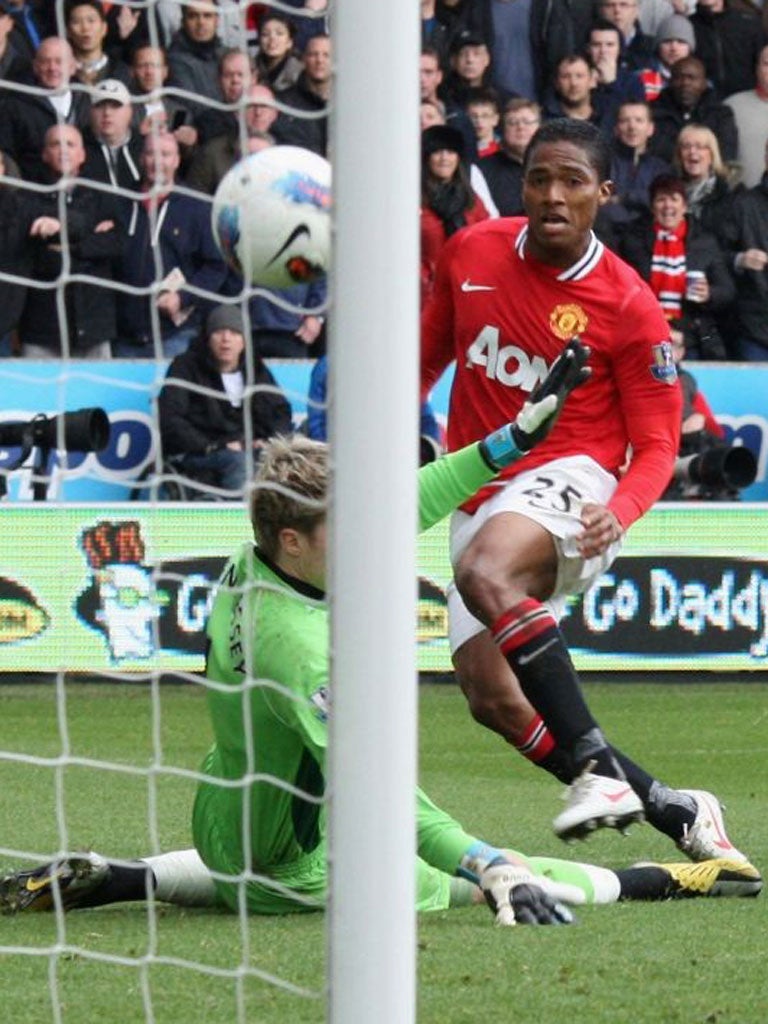 Antonio Valencia scores United’s second against Wolves