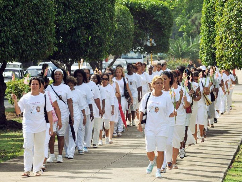 Ladies in White opposition movement members march in Havana