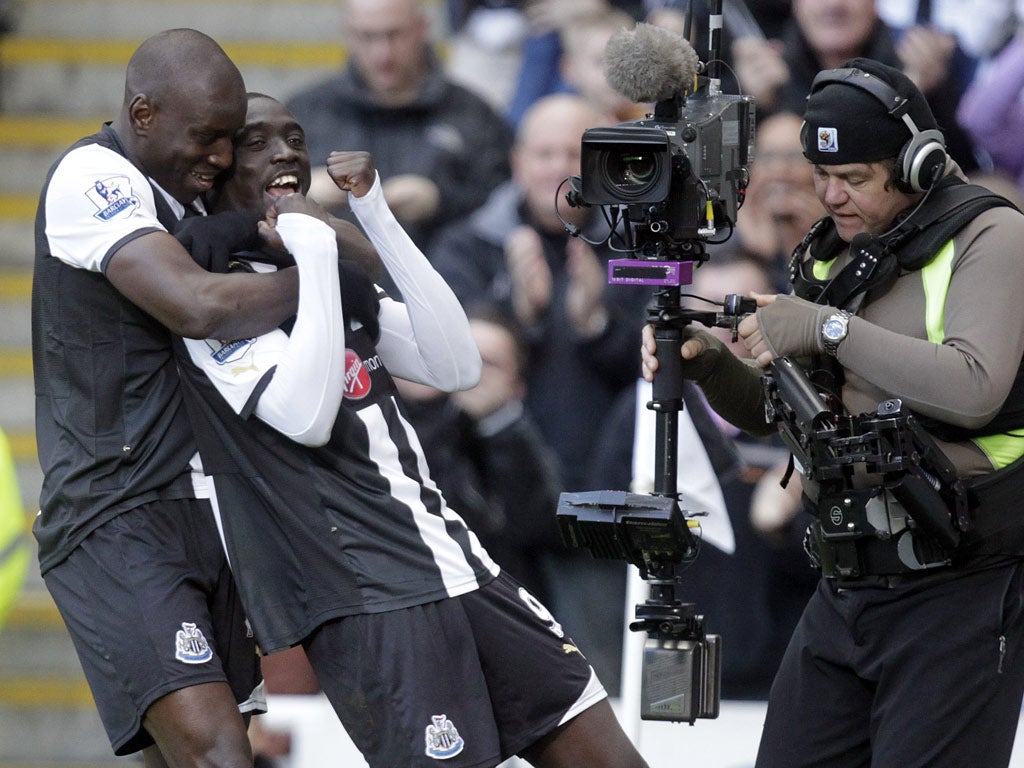 Cisse celebrates his winning goal against Norwich