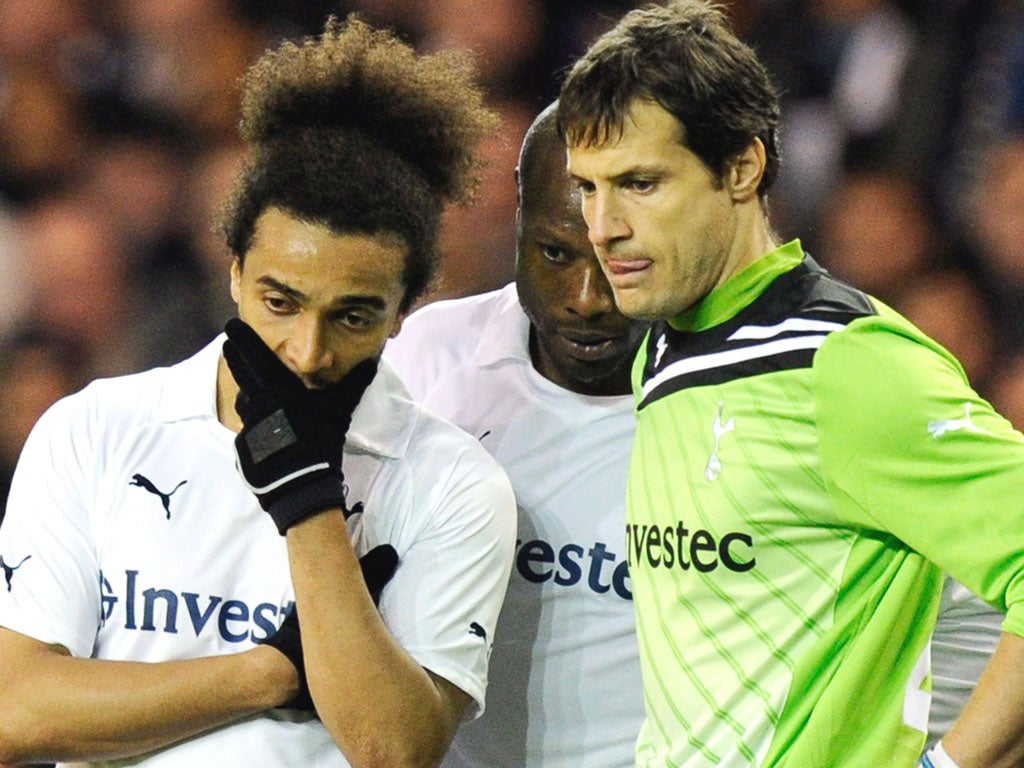 Benoit Assou-Ekotto (left) and his team-mates at White Hart Lane