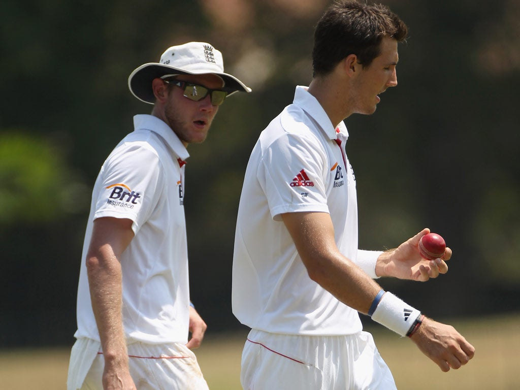 Stuart Broad and Steven Finn pictured in Colombo