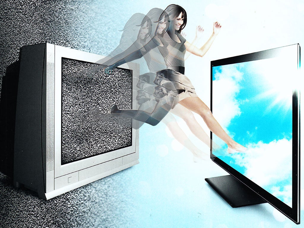 Simon Denny, Those Who Don't Change Will Be Switched Off, 2012. Digital collage from transmission switchover advertising