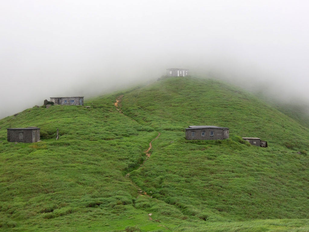 Fog bound: Cabins on Lantau island
