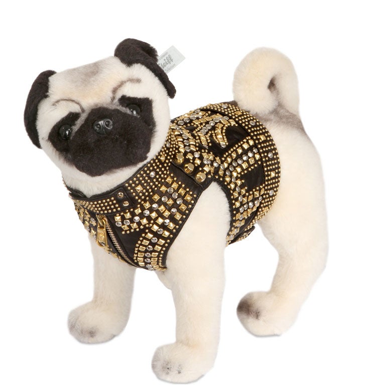We Love: Huggable pugs - Can't commit to a living, breathing, four-legged friend? Florentine boutique Luisa Via Roma's designer pug project may be the answer. Dolled-up Steiff critters, like this Versace pup, are being auctioned off in aid of UNICEF. luisaviaroma.com