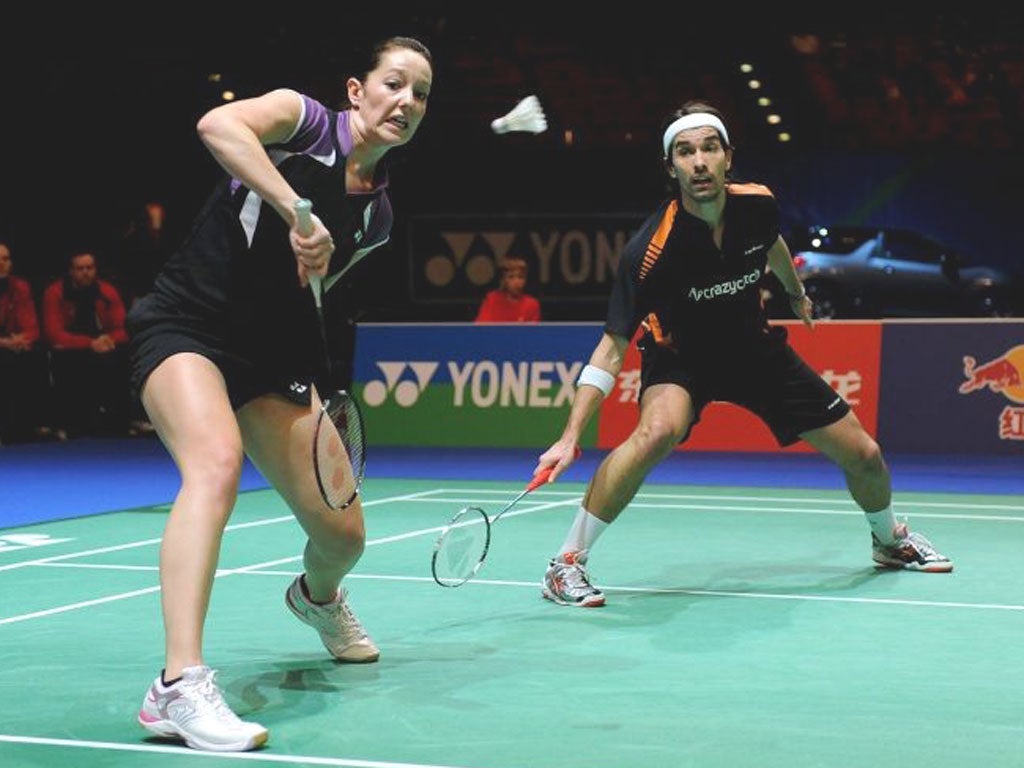 England badminton pair Nathan Robertson and Jenny Wallwork at
the race to qualify for London 2012 yesterday