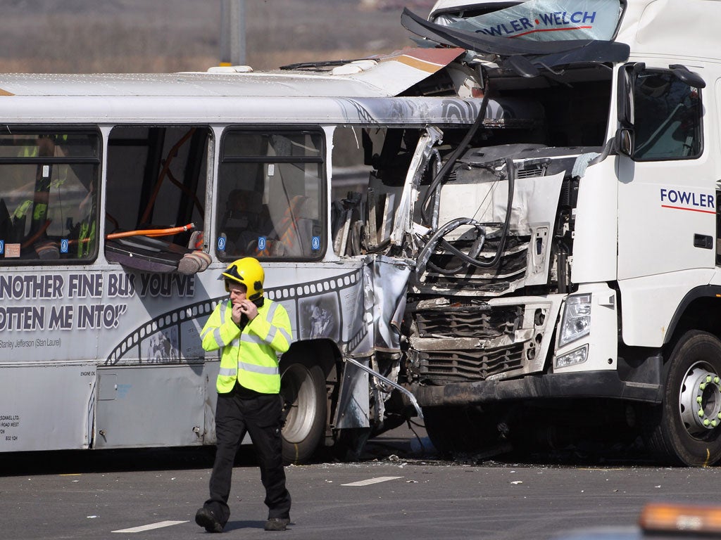 Emergency workers at the scene near Frankley services on the M5