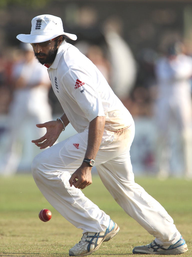 Monty Panesar of England drops a catch off Mahela Jayawardene of Sri Lanka