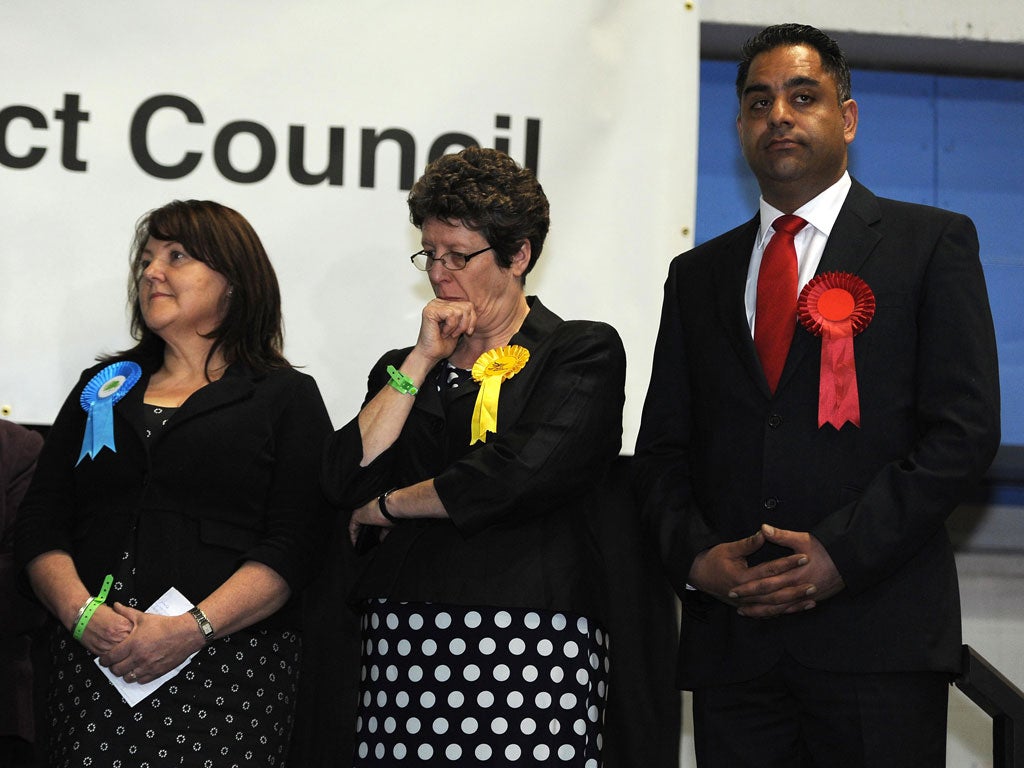 Left to right: the losing candidates, Jackie Whiteley, Jeanette Sunderland and Imran Hussain