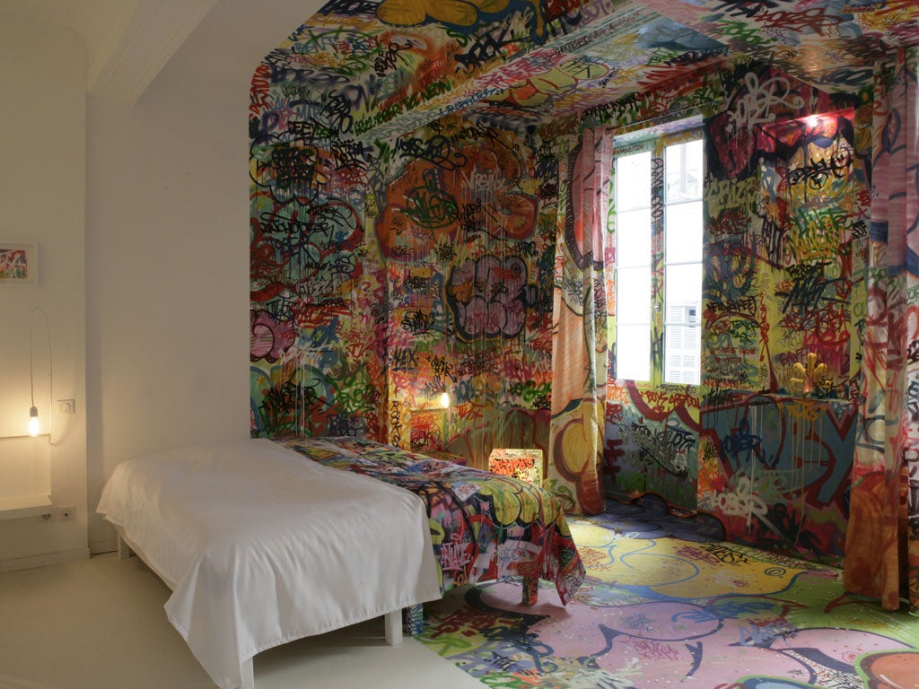 One of Au Vieux Panier's new rooms designed by street artist Tilt