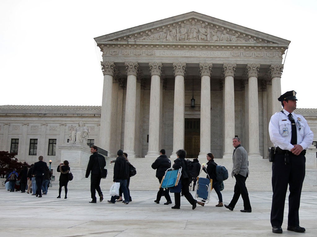 Members of the public attended the oral arguments last week in the Supreme Court where President Obama's healthcare bill was being debated