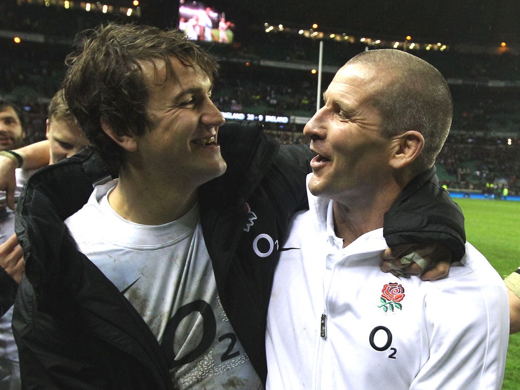 Smiles better: Stuart Lancaster has made the England camp into a challenging place to be for the likes of Lee Dickson (left), but also an environment full of fun