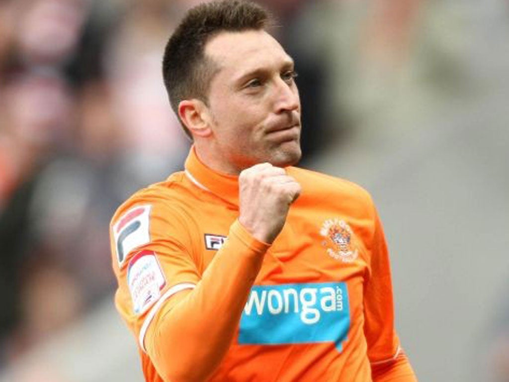 STEPHEN DOBBIE: The midfielder scored twice in Blackpool’s 3-0
victory over Southampton