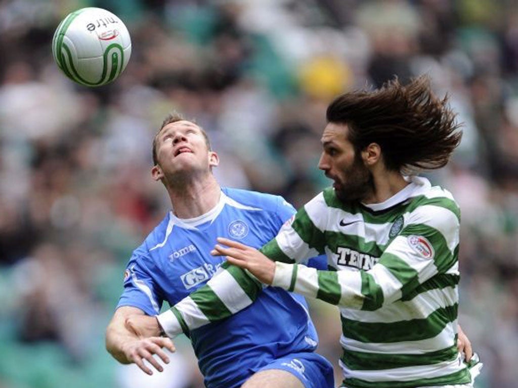 Georgios Samaras (right) scored Celtic’s opening goal yesterday