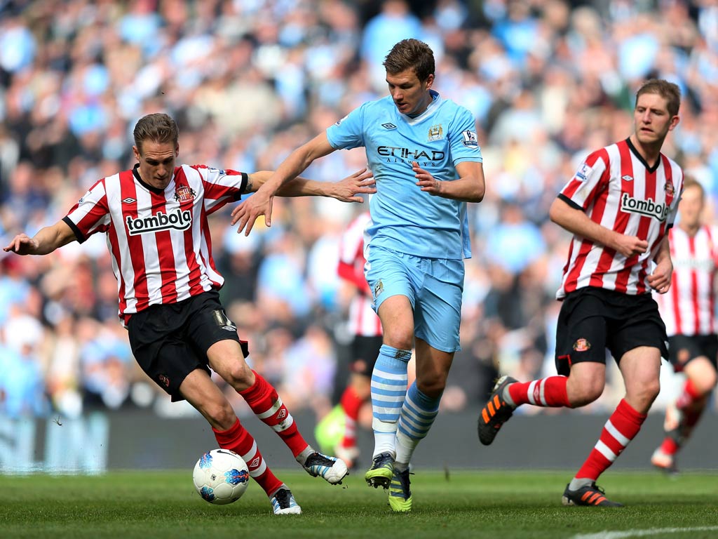 Edin Dzeko in action against Sunderland