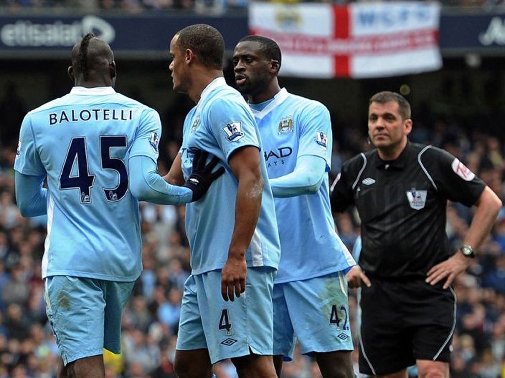 Mario Balotelli rows with his team-mates on Saturday. There is a feeling that the Italian is given special treatment by Roberto Mancini