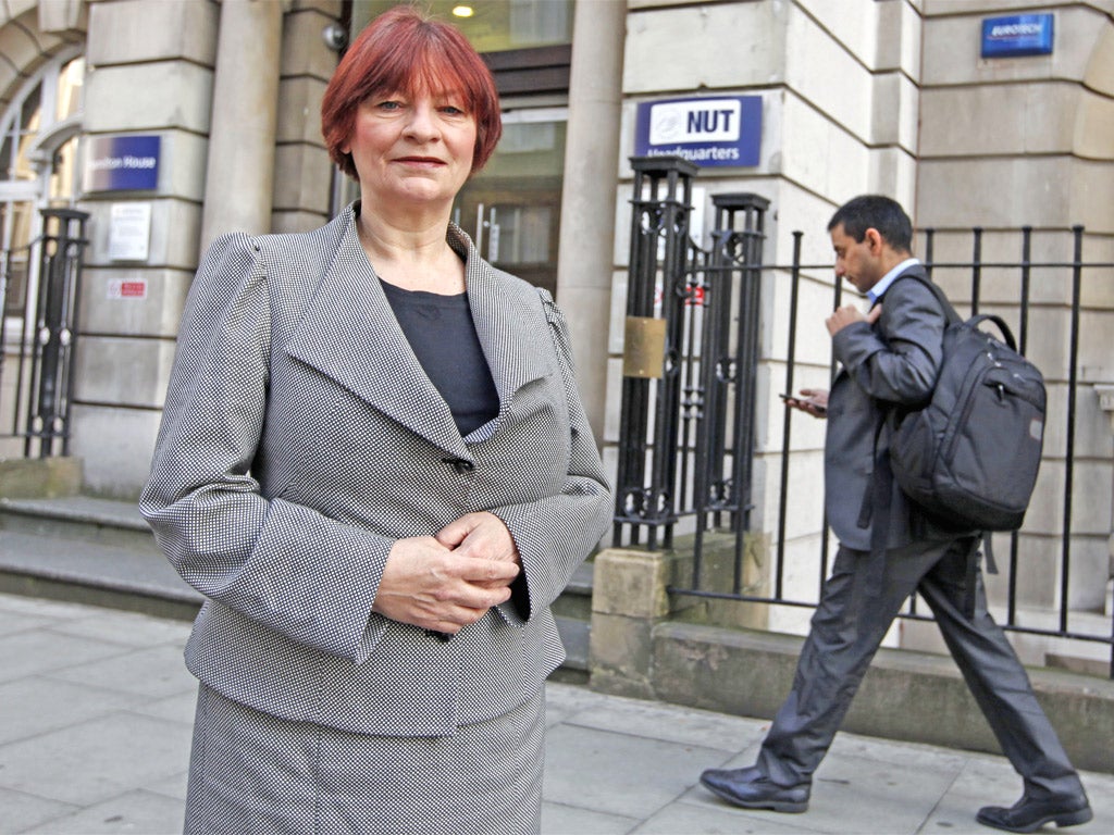 Standing firm: Christine Blower, general secretary of the National Union of Teachers, outside the union's headquarters in London