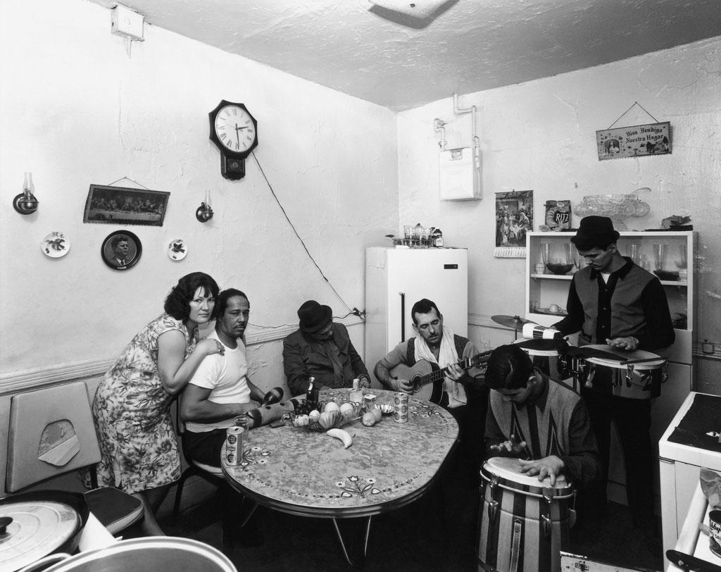 An impromptu jam session at home in East Harlem. Davidson began shooting there in September 1966, when it was still a ghetto