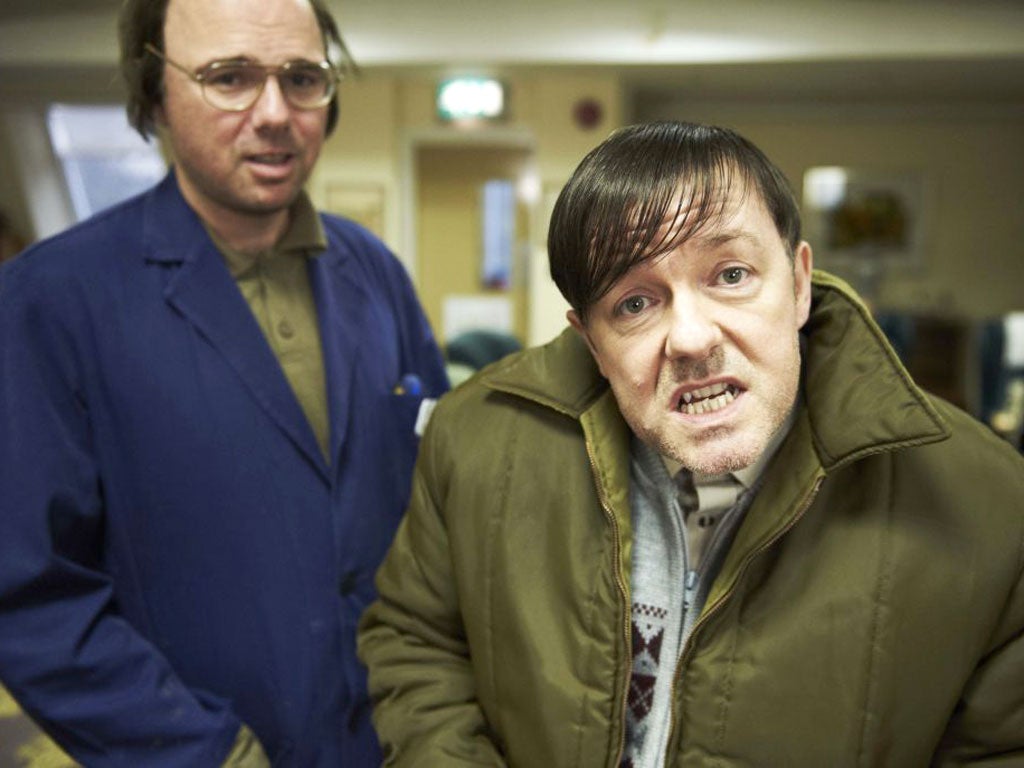Care work: Ricky Gervais (right) with Karl Pilkington in 'Derek'