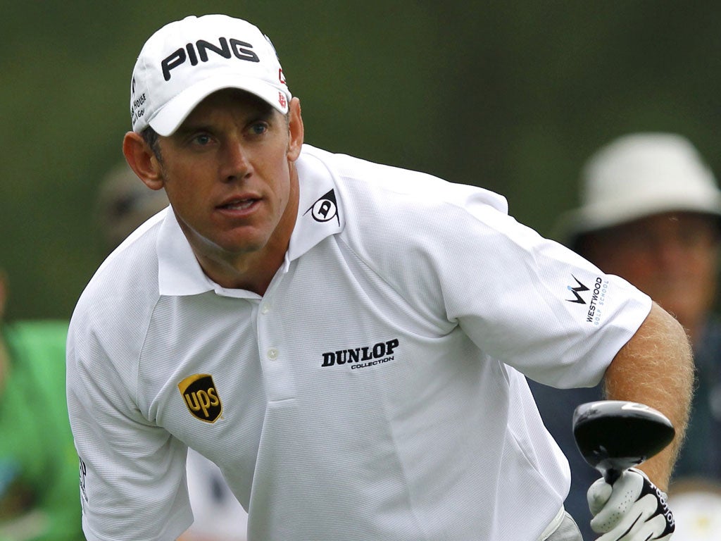 Lee Westwood has a first round lead in a major for the first time