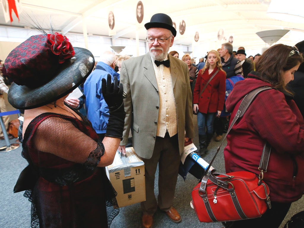 Long queues to get on board